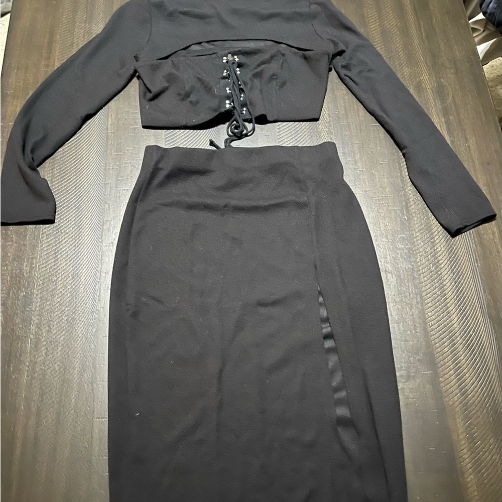 Elegant Black Skirt Set